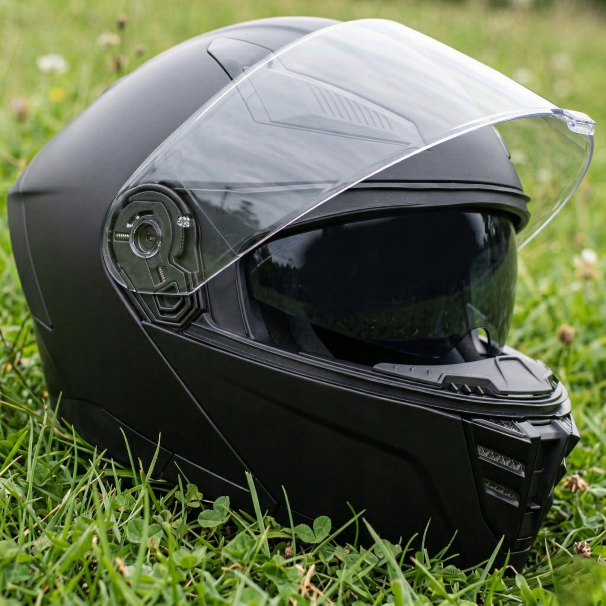 Kask Szczękowy Motocyklowy pod Interkom Blenda Czarny Mat 60cm Rozmiar XL