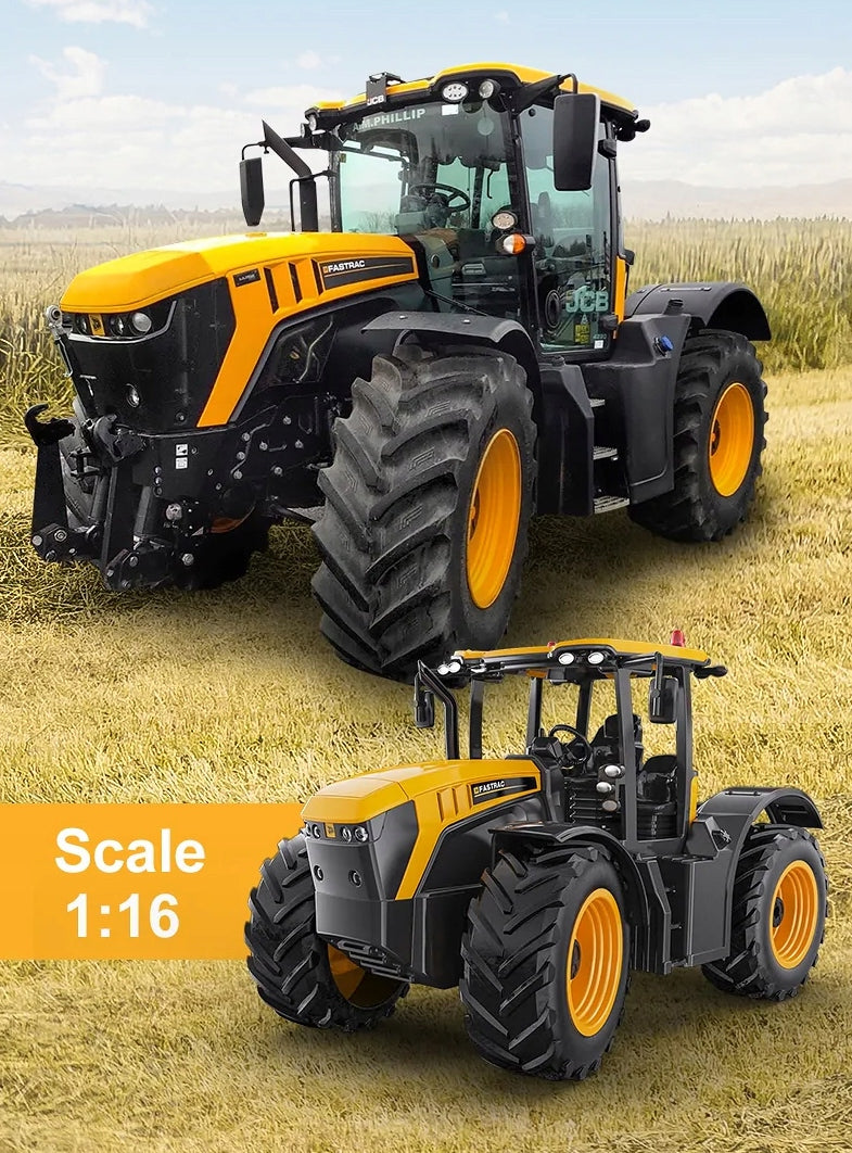 Traktor z Przyczepką Ciągnik Zdalnie Zabawkowy Żółty Sterowany Pilotem RC