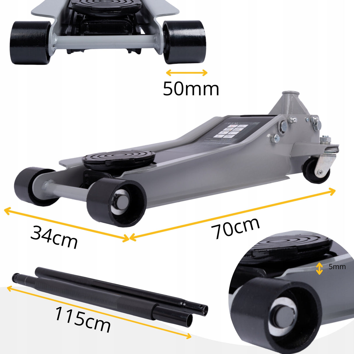 Podnośnik Hydrauliczny Niskoprofilowy Samochodowy Lewarek Żaba 3T 85-520mm