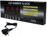 Zegar Cyfrowy Elektryczny Ścienny z Datą i Temperaturą Cichy LED XL