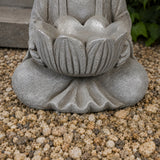 Figurka Ogrodowa Dekoracyjna do Ogrodu Wnętrza Ozdobna Siedzący Budda Szary