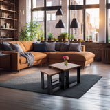 Zestaw 2 Stoliki Kawowe Loft Retro Dąb Brown Craft Kwadrat 2 Poziomy 60x60