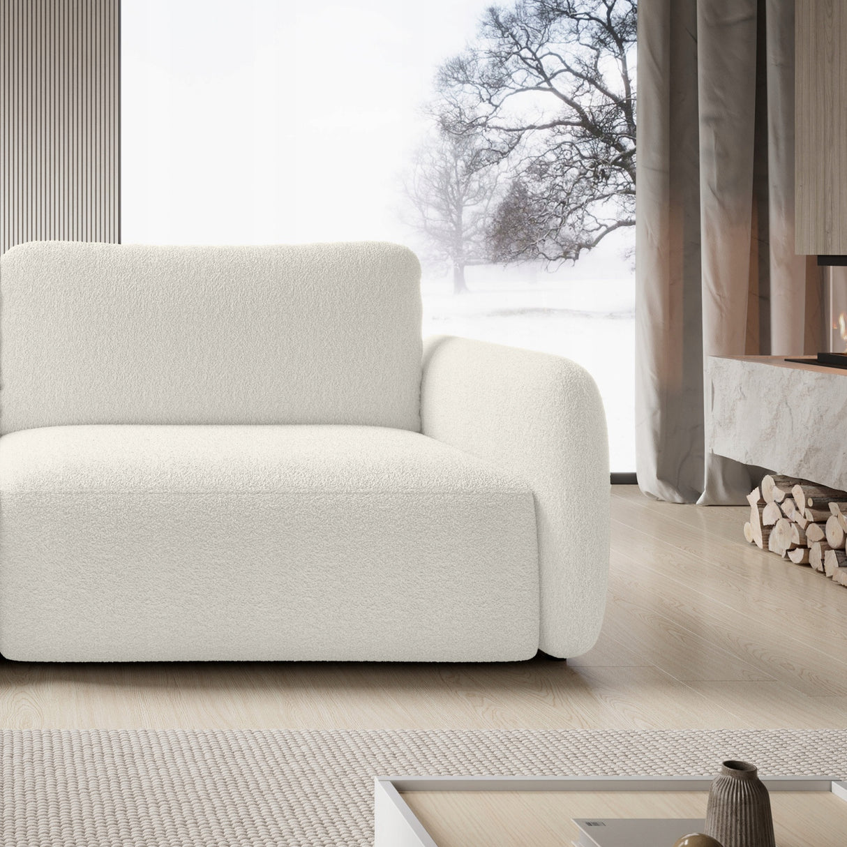 Sofa Rozkładana z Funkcją Spania Pojemnikiem Kremowa 238x103cm Tkanina