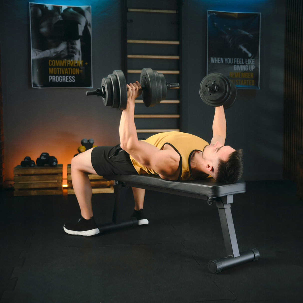 Hantle Bitumiczne Regulowane Zestaw Hantli 40kg 2x20kg Sztanga Czarna
