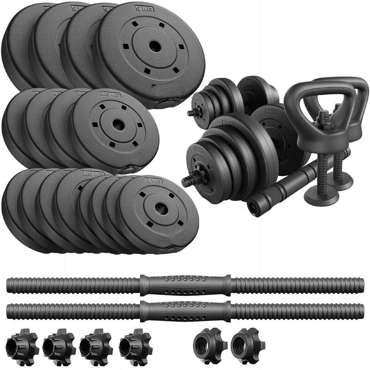 Hantle Bitumiczne Regulowane Zestaw Hantli 40kg 2x20kg Gryf Sztanga Czarne