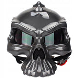 Kask Motocyklowy w Stylu Czaszki Unikalny Hełm Ochronny Pół Twarzy Szary L