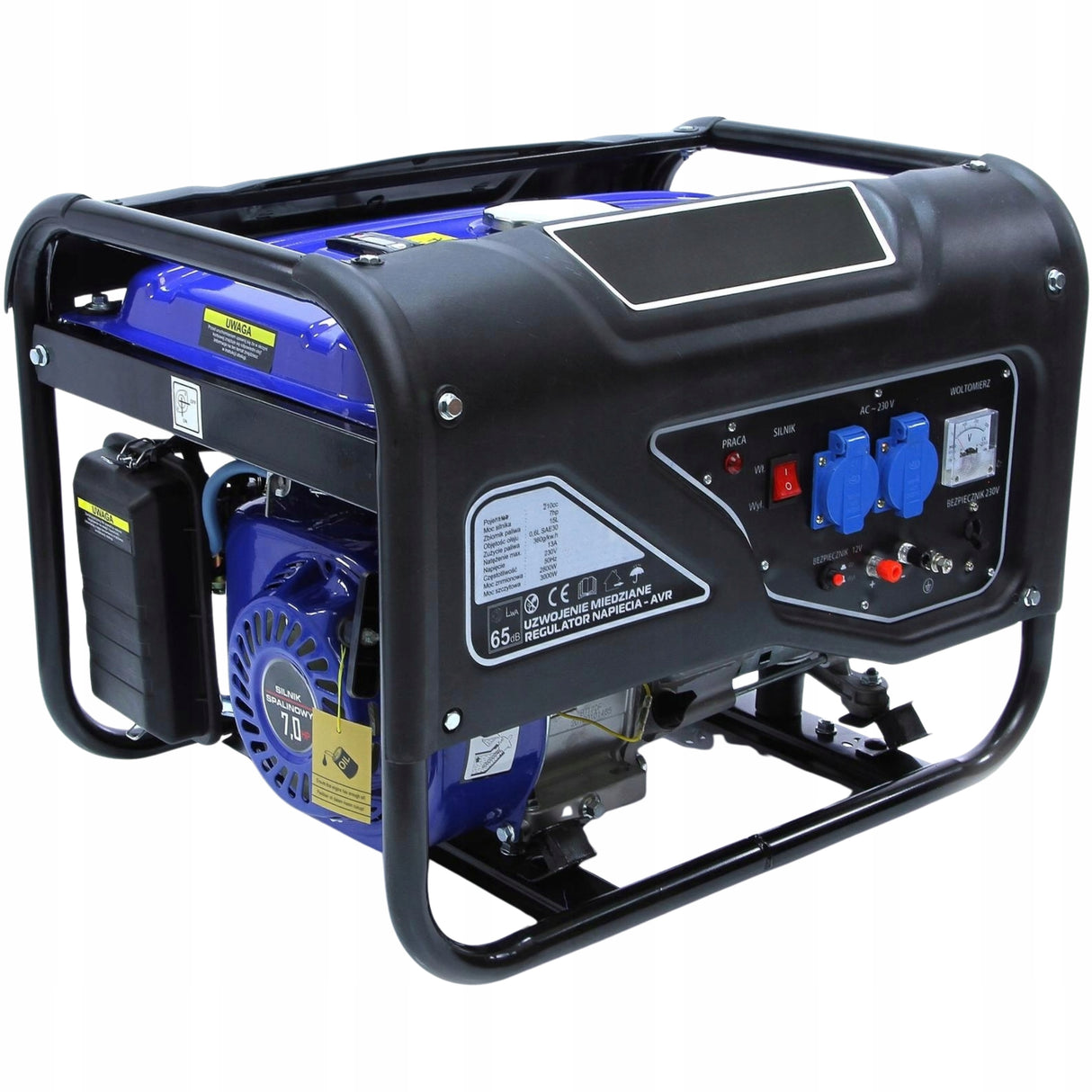 Agregat Generator Prądotwórczy Benzynowy Przenośny Jednofazowy 3kW 230V AVR