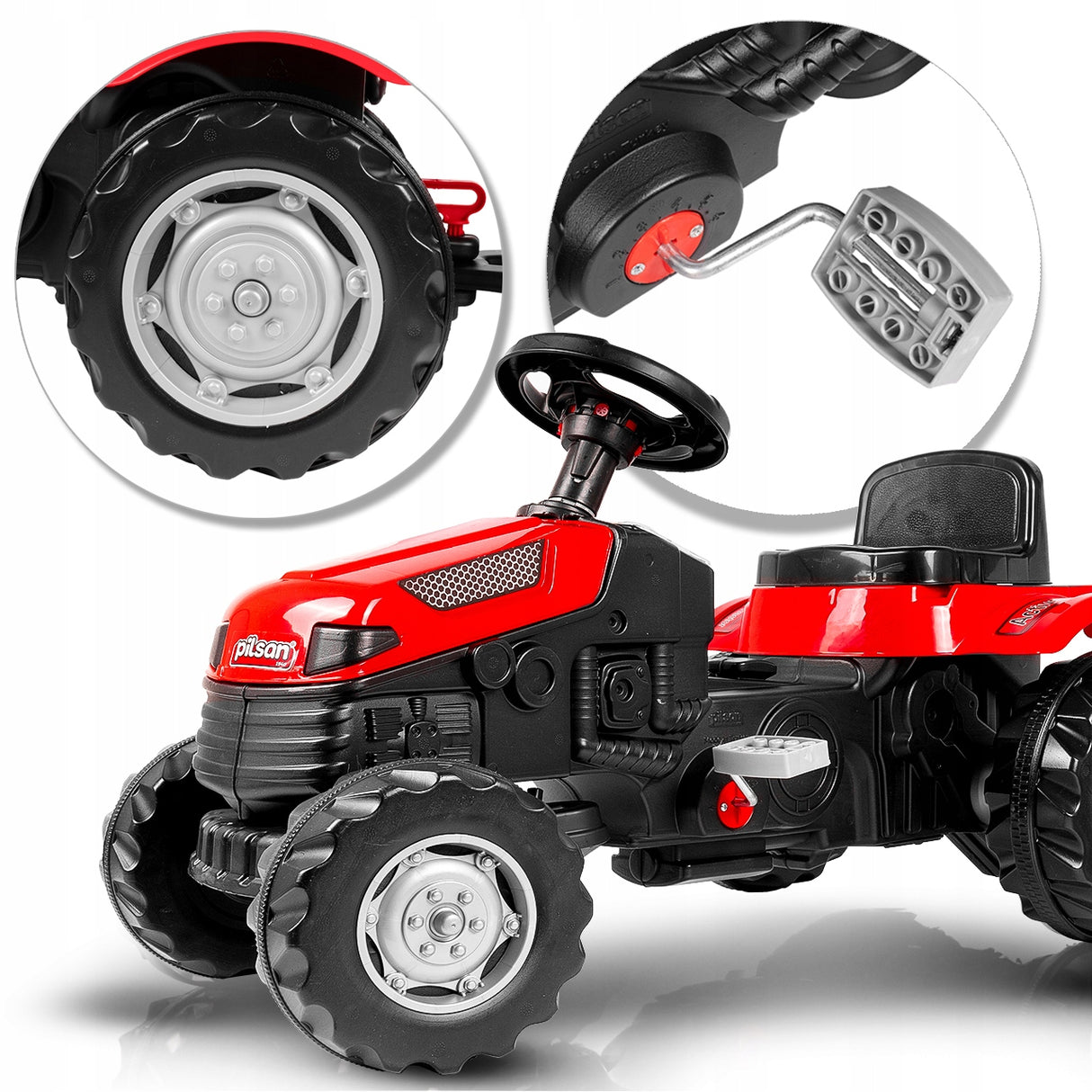 Duży Traktor na Pedały Przyczepa Jeździk dla Dziecka Czerwony TraktorekXXL