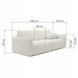 Sofa Rozkładana z Funkcją Spania Pojemnikiem Kremowa 238x103cm Tkanina