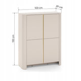 Komoda Czterodrzwiowa Zaokrąglona Forma Cashmere Gold Funkcjonalna 103x39cm