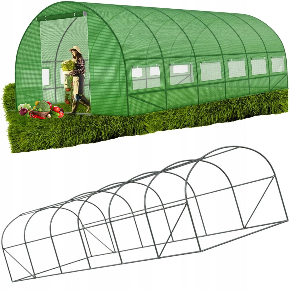Tunel Foliowy Ogrodowy Foliak OCYNK [27 m²] 9x3m [STELAŻ ZAMIENNY] 25mm