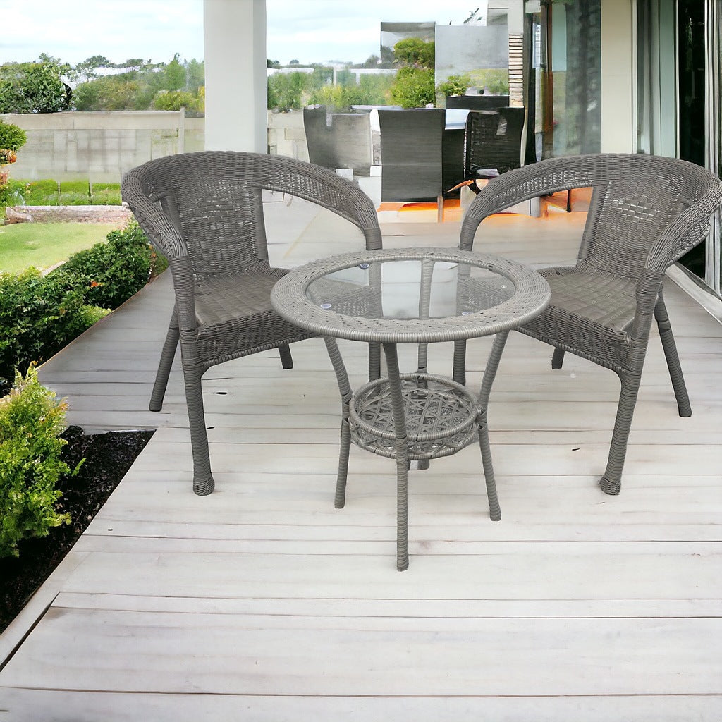 Zestaw Mebli Ogrodowych technorattan Classic Mini SZARY 3 el. Balkon