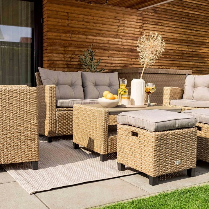 Zestaw Mebli Ogrodowych Technorattan Duży Sofa Fotele Stolik Pufa Gratis