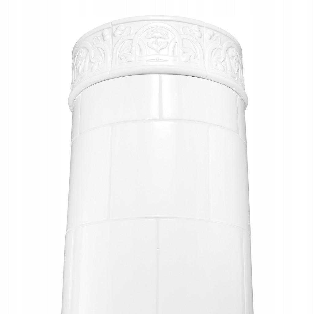 Piec Kominek Piecyk Kaflowy Ceramiczny Okrągły Biały Obudowa Kominkowa