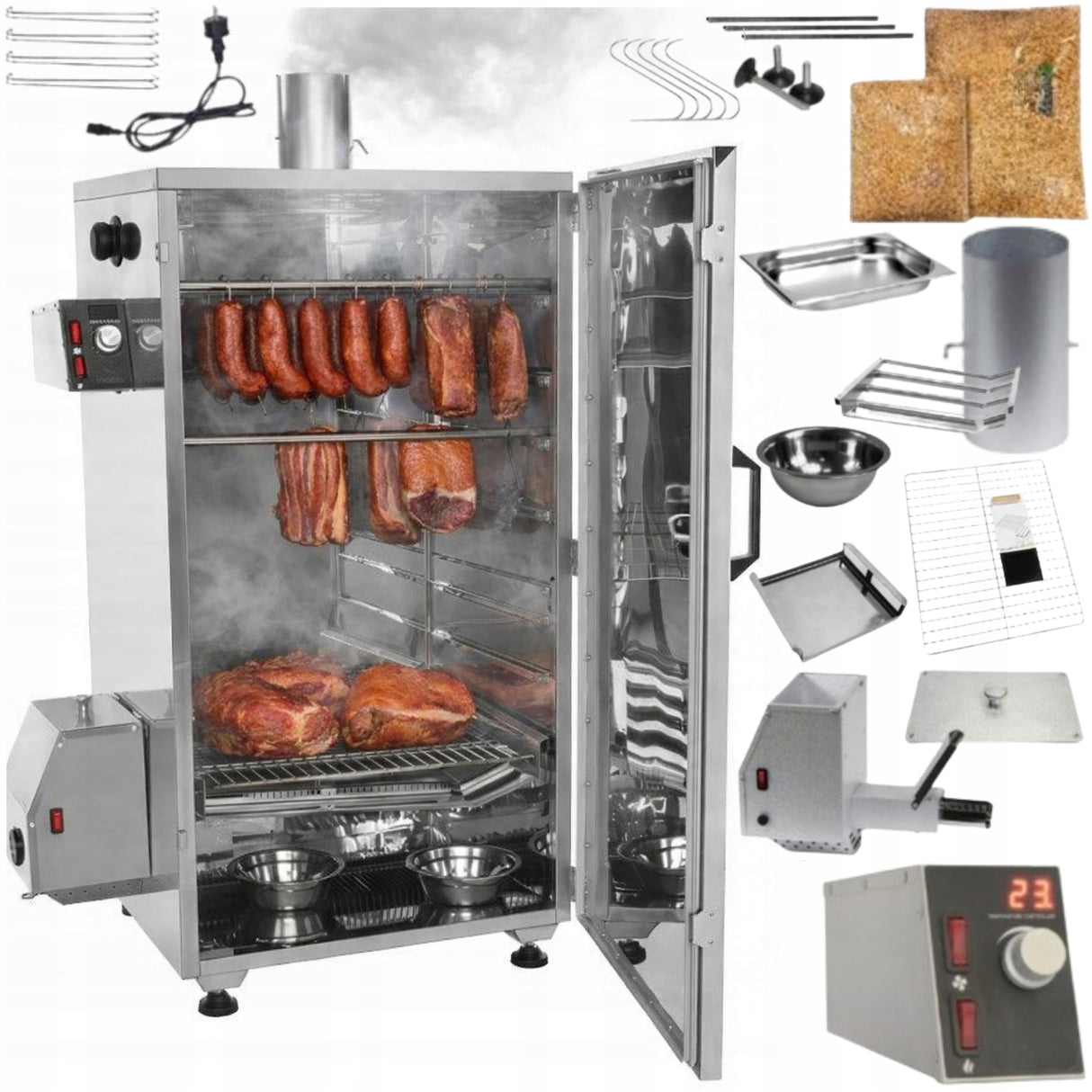 Wędzarnia Domowa Elektryczna Generator Dymu BBQ Smoker Stal Nierdzewna 150L