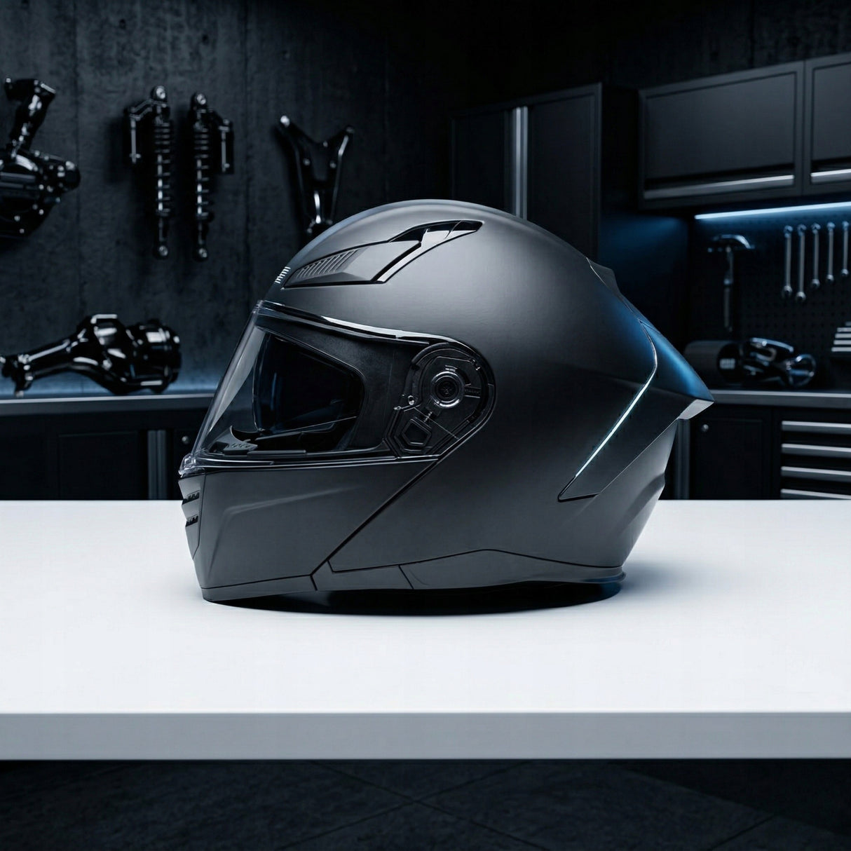Kask Szczękowy Motocyklowy pod Interkom Blenda Czarny Mat 60cm Rozmiar XL