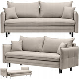Sofa Rozkładana z Funkcją Spania i Pojemnikiem Beżowo-szara 218 x 105 cm