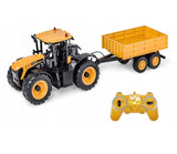 Traktor z Przyczepką Ciągnik Zdalnie Zabawkowy Żółty Sterowany Pilotem RC