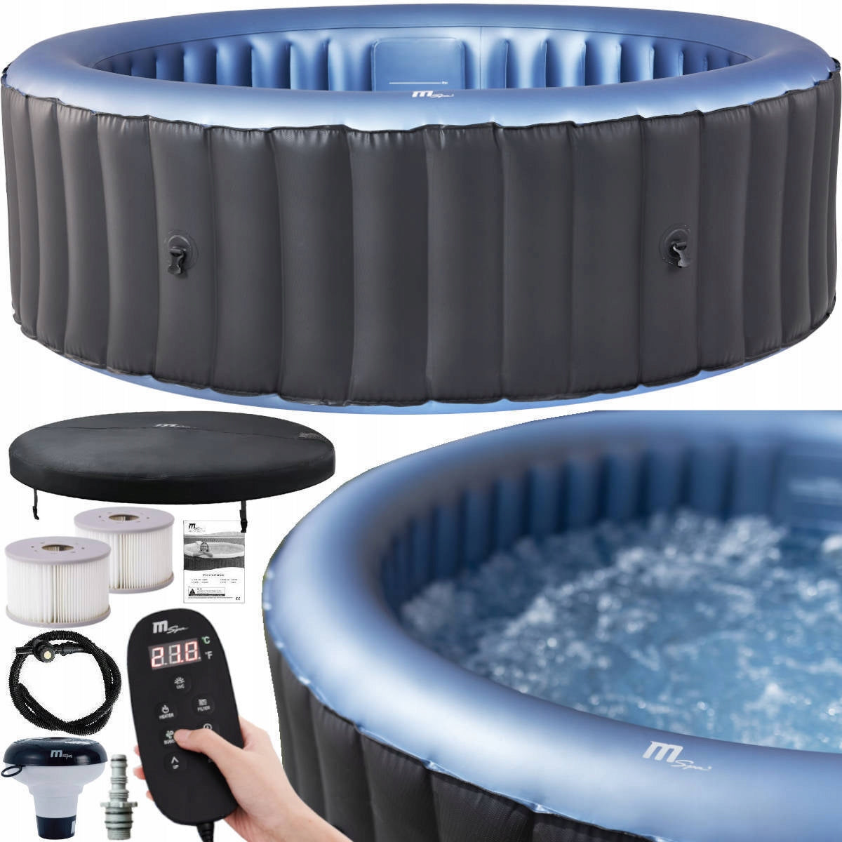 Basen Dmuchany Ogrodowy z Hydromasażem Spa Ogrodowe Sześcioosobowe 930 L