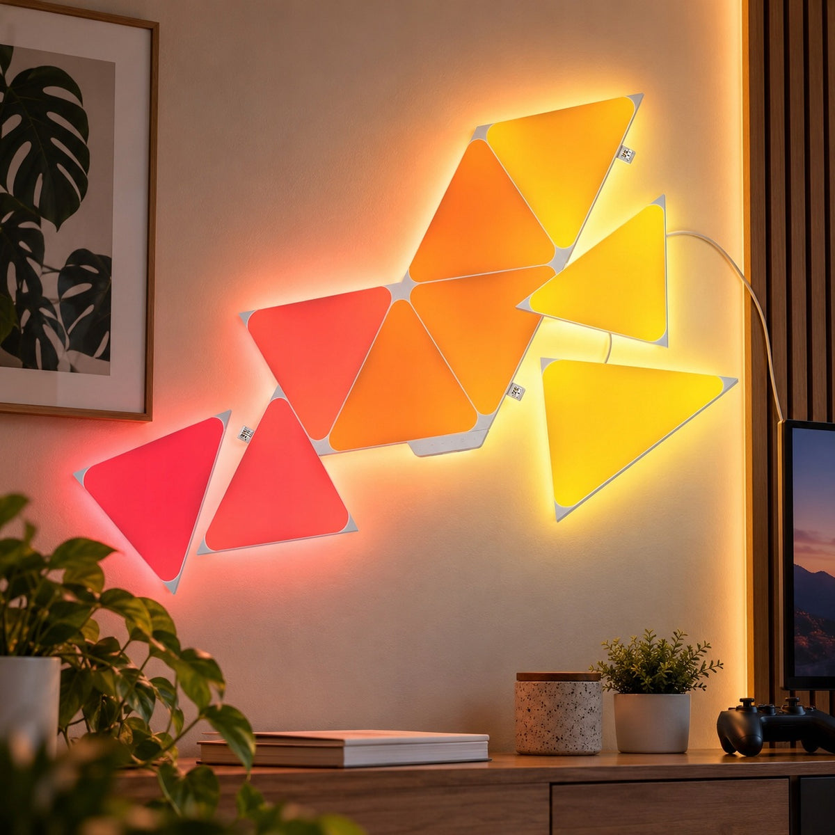 Panele Smart LED Trójkąty 4 Sztuki RGBW Nanoleaf Sterowanie Dotykiem