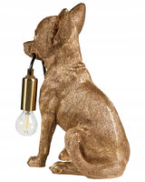 Lampa Złoty Pies Stołowa Funkcjonalna Lampka Elegancka Chihuahua Złota 32cm