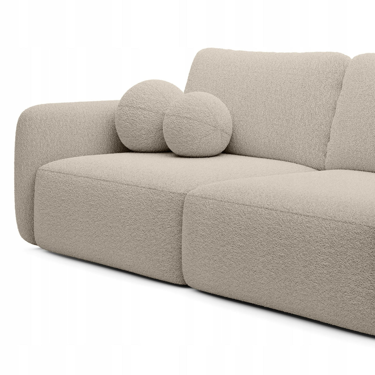Sofa Rozkładana z Funkcją Spania Pojemnikiem Jasnobeżowa 238x103cm Tkanina