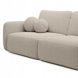 Sofa Rozkładana z Funkcją Spania Pojemnikiem Jasnobeżowa 238x103cm Tkanina