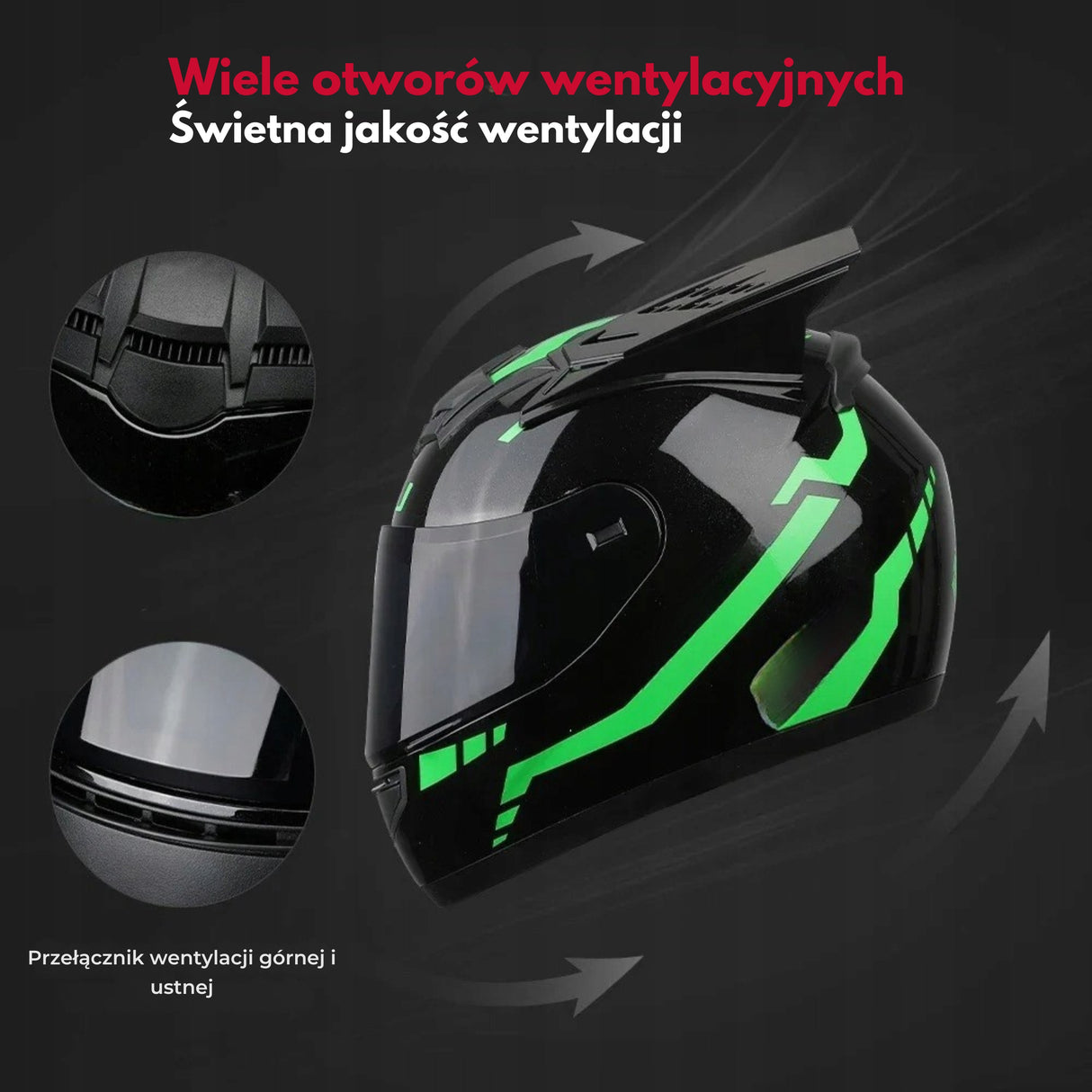Kask Motocyklowy Pełnotwarzowy Wielokolorowy Pełna Twarz Pełny Rozmiar M