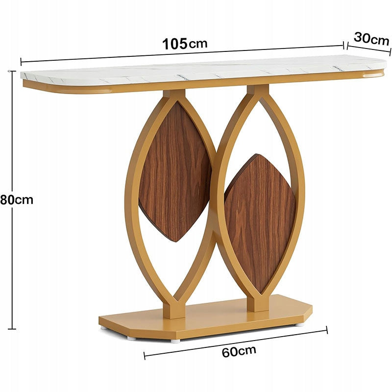 Stolik Konsolowy HOGA-NY124 Biały Złoty 105x30x80cm Wzmocniona Płyta MDF