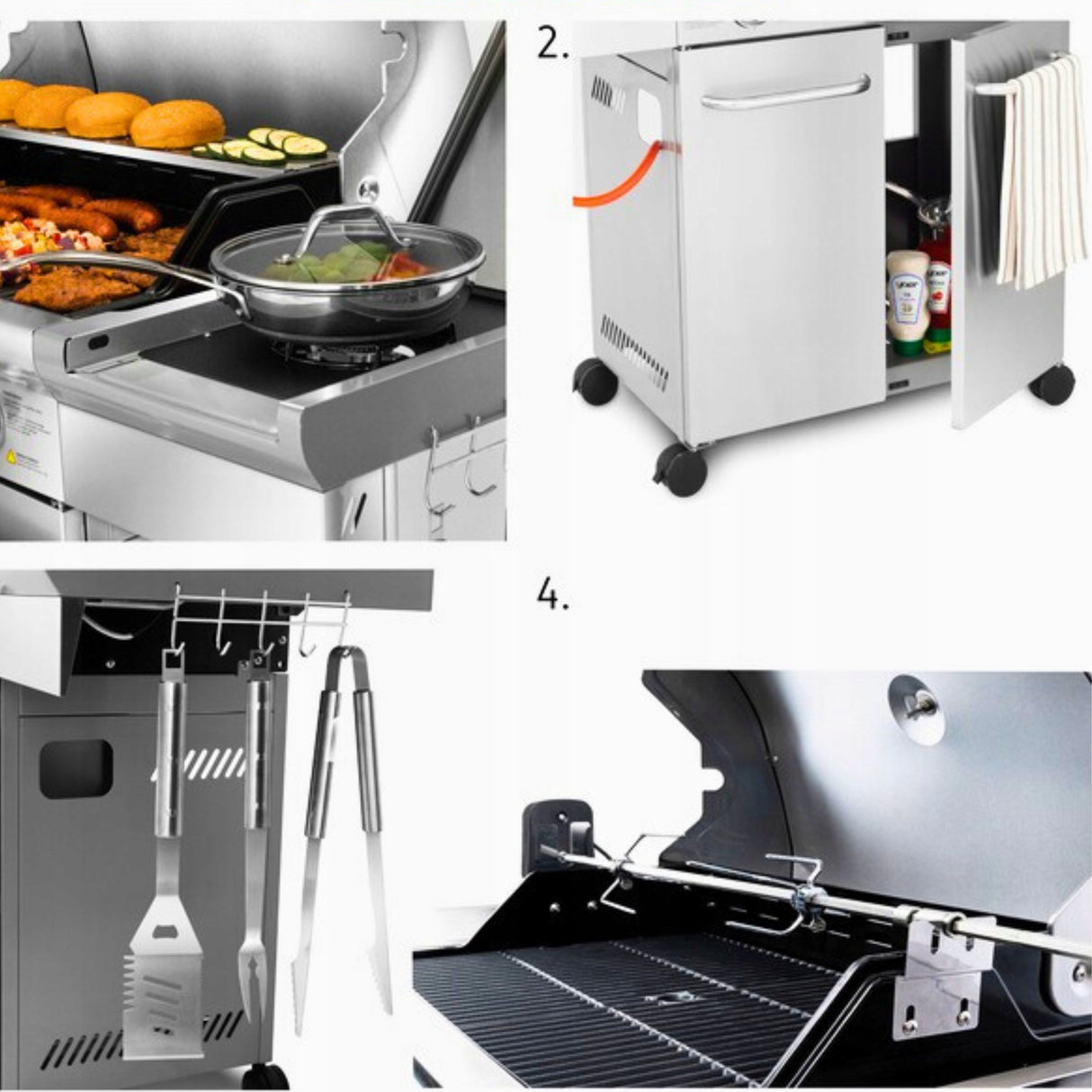 Grill Gazowy Ogrodowy Żeliwny Nierdzewny 4+1 +17,15 kW + Szafa Na Butlę