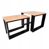 Stolik Kawowy Dąb Naturalny Loft Zestaw Kwadratowy 50x50cm 50x30cm