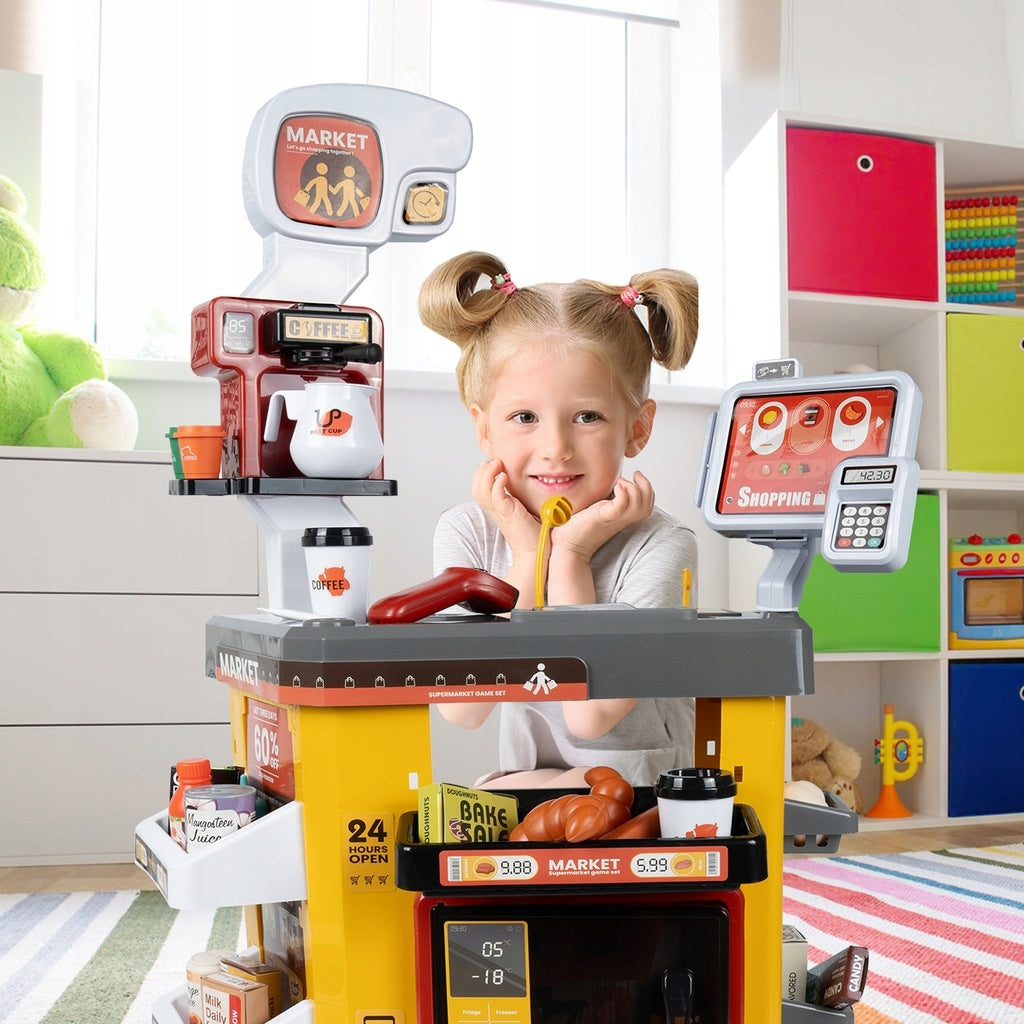 Sklep Supermarket Kasa Czytnik Lodówka Dźwięk Światło dla Dzieci 54Elementy