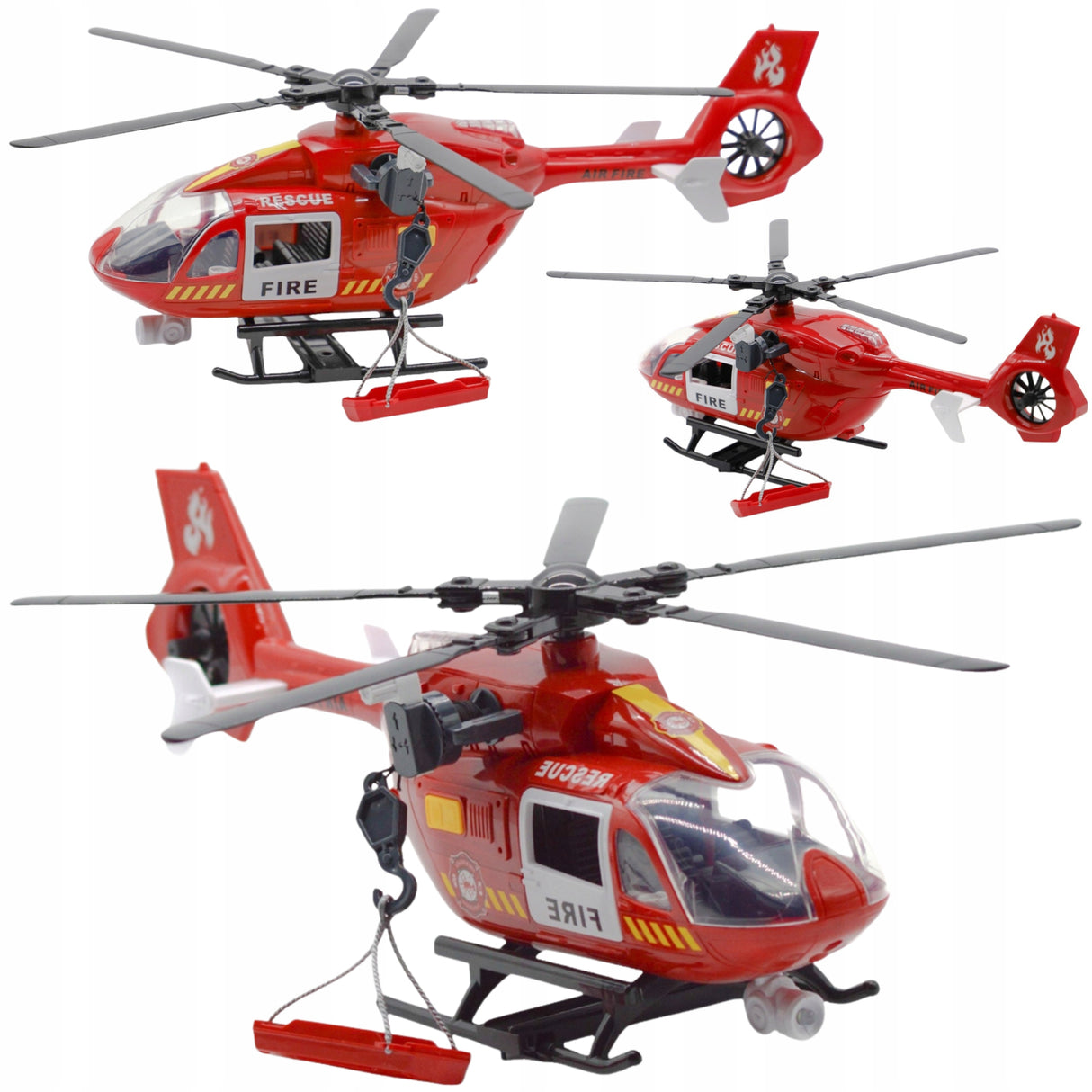 Helikopter Ratunkowy Śmigłowiec Efekty Świetlne Dźwięk Zabawka z Hakiem