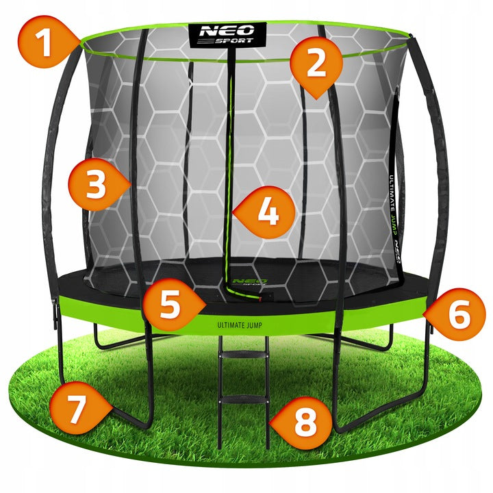 TRAMPOLINA OGRODOWA DLA DZIECI 252cm 8ft NEOSPORT POVES (244-252 cm)