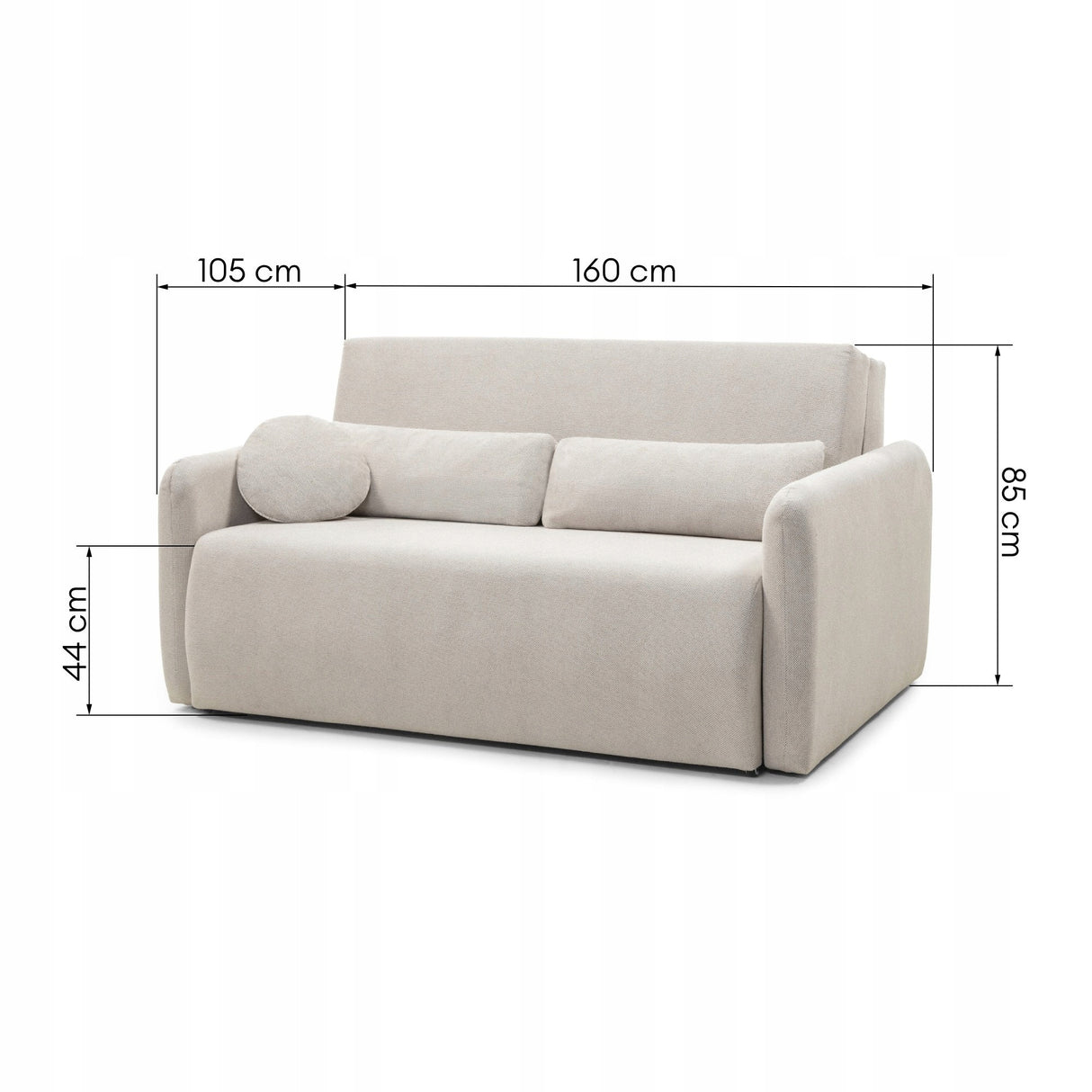 Sofa Rozkładana z Funkcją Spania i Pojemnikiem Jasnobeżowa 160x105/192 cm