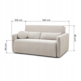 Sofa Rozkładana z Funkcją Spania i Pojemnikiem Jasnobeżowa 160x105/192 cm