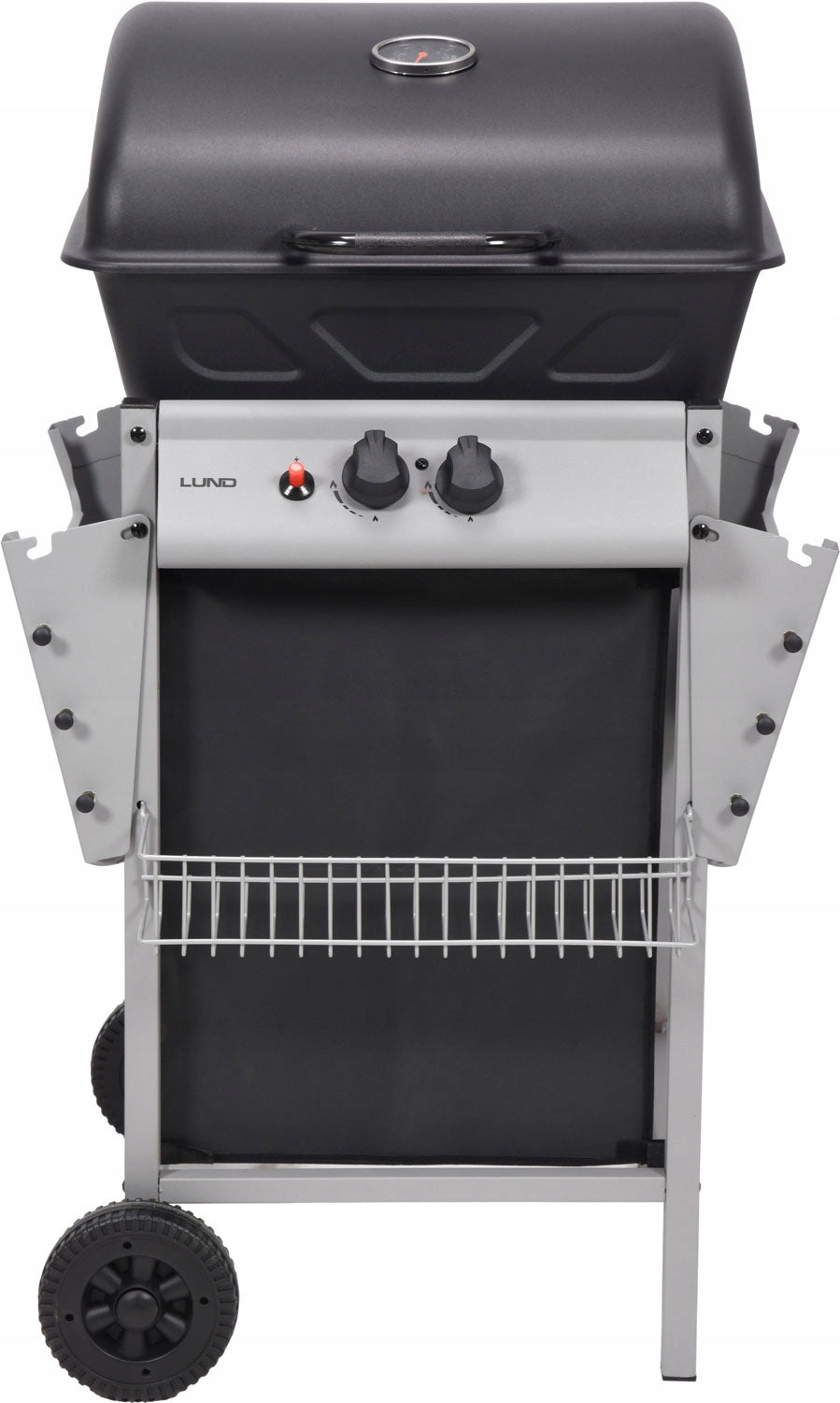 Grill Gazowy Ogrodowy Piezo Lund Czarny Kompaktowy 5,5 KW 2 Palniki