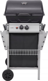 Grill Gazowy Ogrodowy Piezo Lund Czarny Kompaktowy 5,5 KW 2 Palniki