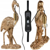 Lampa Złota Stołowa Flaming Złoty Elegancka Lampka Nocna w Kształt Flaminga