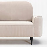 Sofa Rozkładana z Pojemnikiem na Pościel Welurowa Salonowa Beżowa 244x102cm