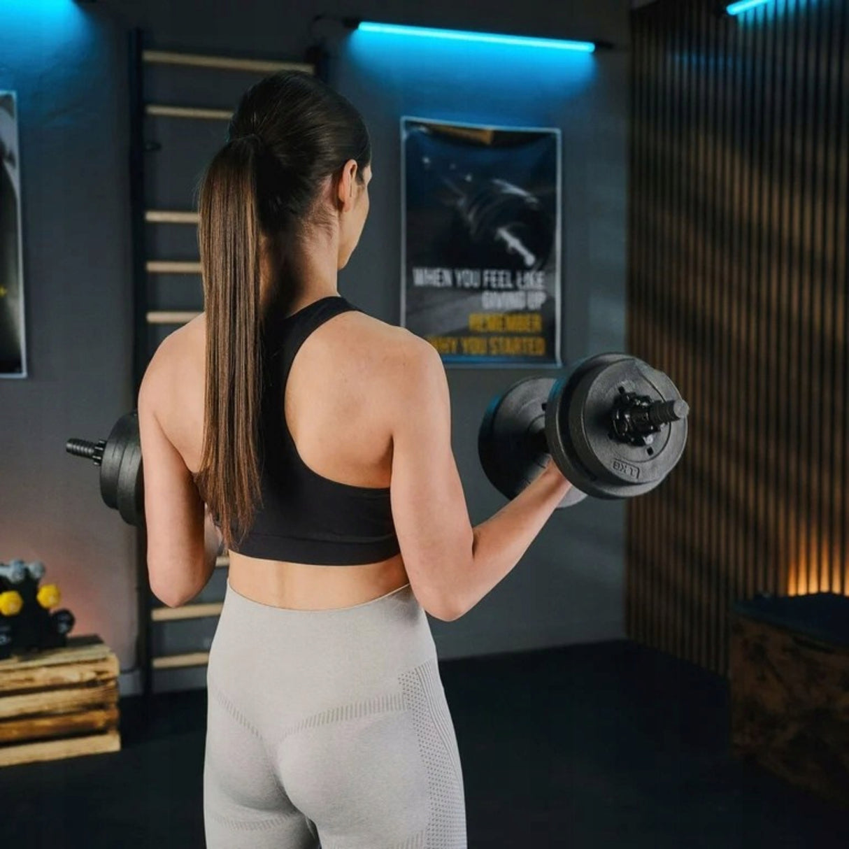 Hantle Bitumiczne Regulowane z Gryfem Zestaw Hantli 2x10kg 20kg Obciążenia