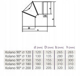 Kolano Kolanko Średnica : 150mm Żaroodporne Regulowane