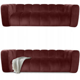 Sofa Trzyosobowa do Salonu Salonowa Boucle Obłe Kształy Burgund Welurowa