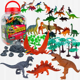 DUŻY ZESTAW FIGURKI DINOZAURY W POJEMNIKU 55 EL.