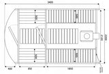 Sauna Ogrodowa z Przedpokojem Zestaw do Samodzielnego Montażu Beczka 340 cm