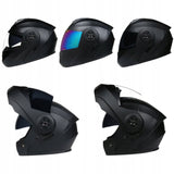 Kask Motocyklowy Szczękowy Czarny Wentylowany Podwójne Soczewki Rozmiar XL