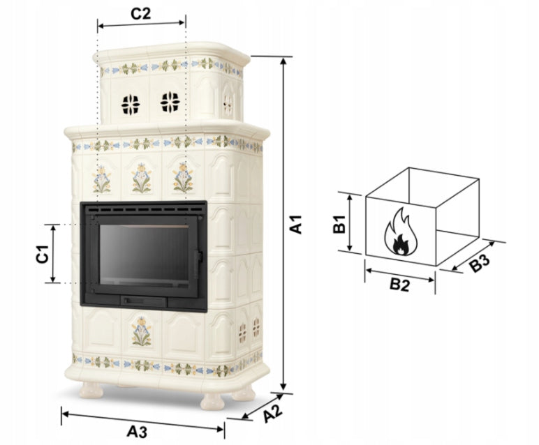 Piecyk Kominek Kaflowy Obudowa Kominkowa 13 kW Ceramiczny Koza