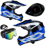 Kask Motocyklowy Cross Cup/Two, Kominiarka, Niebieski XL + Gogle
