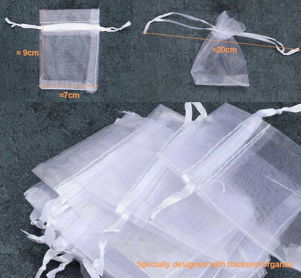 Worki Woreczki Z Organzy Na Wesele Ślub Biżuterię Słodycze 7x9Cm 100 Sztuk