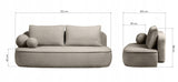 Sofa Zaokrąglony Kształt z Funkcją Spania Pojemnikiem Brązowoszara 212x100